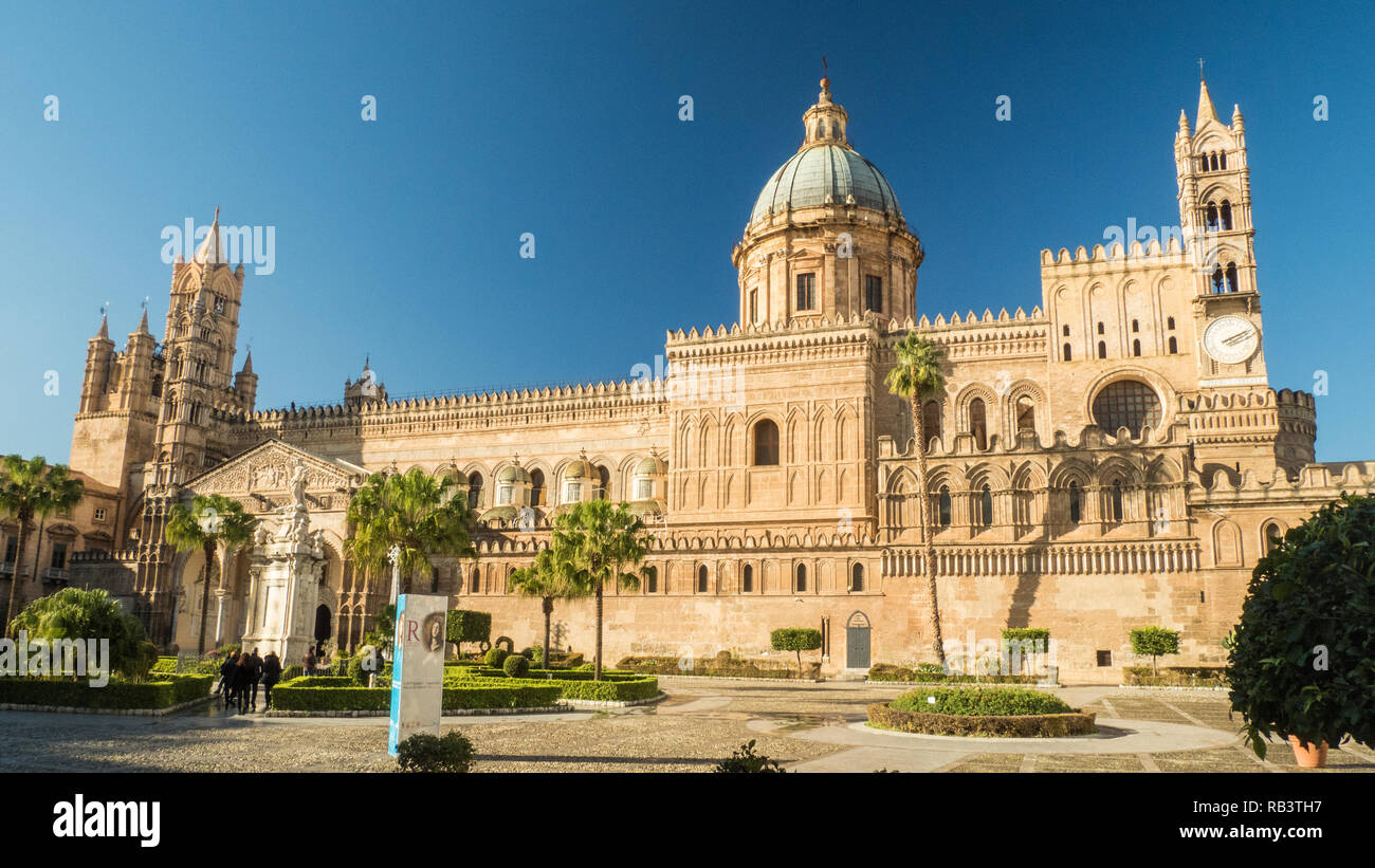 Cathédrale catholique romaine de la ville de Palerme, Sicile, Italie Banque D'Images