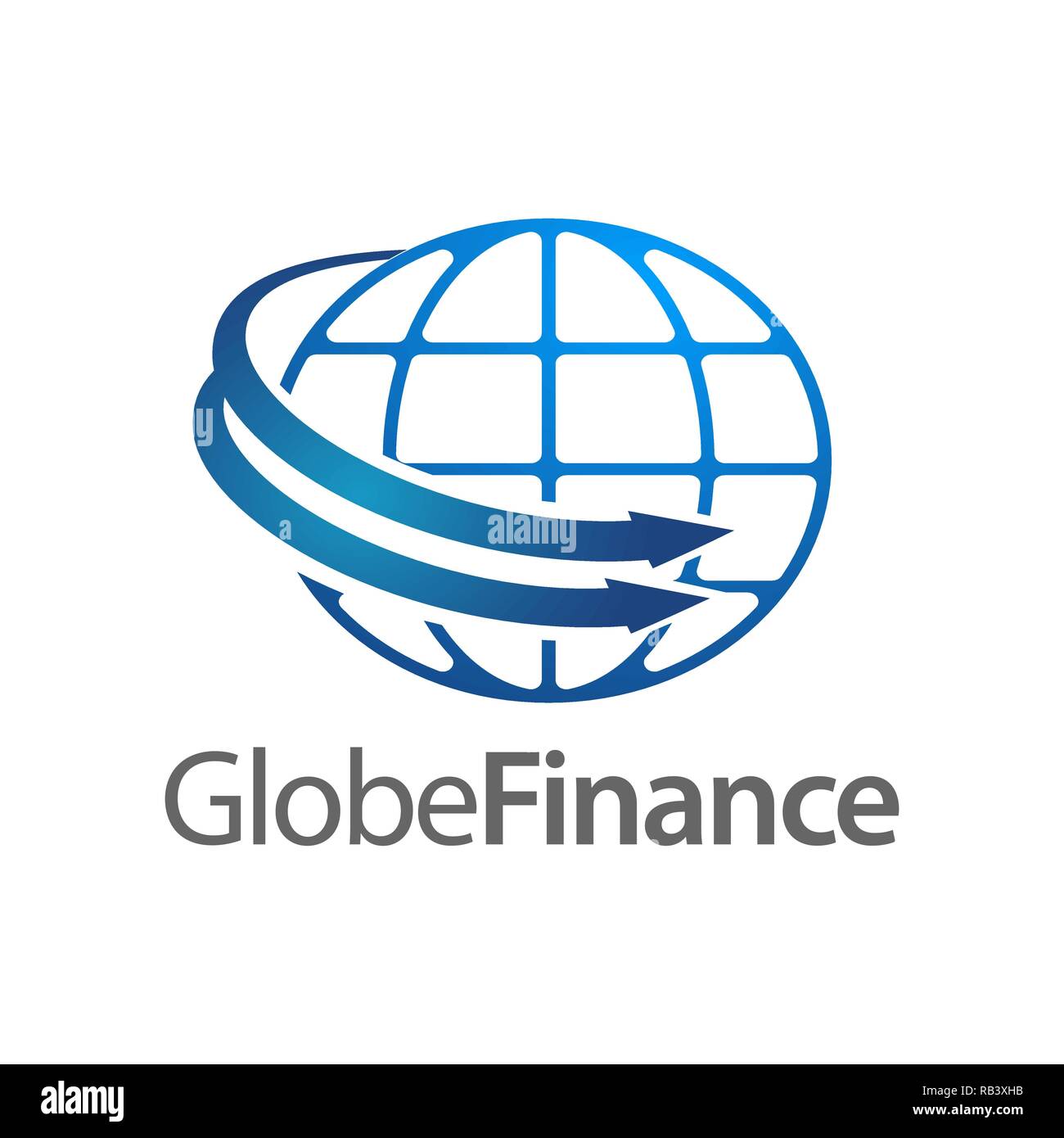 La Finance mondiale dans globe faire pivoter Touches modèle de conception de l'idée concept logo Illustration de Vecteur
