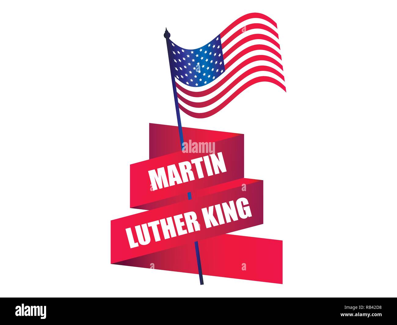 Martin Luther King Day. J'ai fait un rêve. Carte de souhaits avec le drapeau américain et le ruban. Vector illustration Illustration de Vecteur
