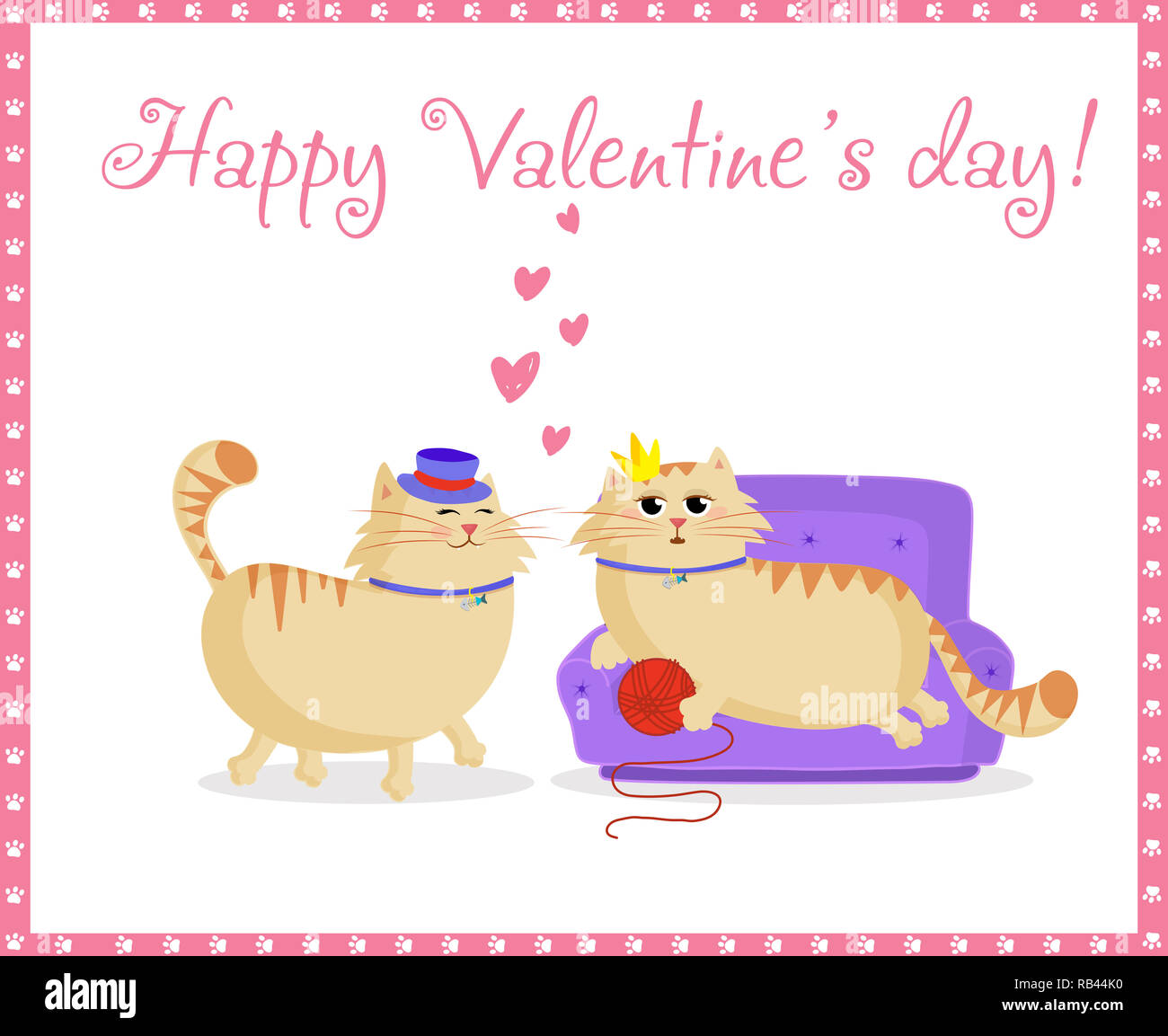 Happy Valentines Day Greeting Card Avec Cute Cartoon Chats Garcon Et Fille Dans L Amour Chat Male En Haut De Forme Et La Princesse Femelle Chat Sur Le Canape Avec Fram A Billes Happy Valentines Day Greeting Card Avec Cute Cartoon Chats Garcon Et Fille Dans L Amour Chat Male En Haut De Forme Et La Princesse Femelle Chat Sur Le Canape Avec Fram A Billes