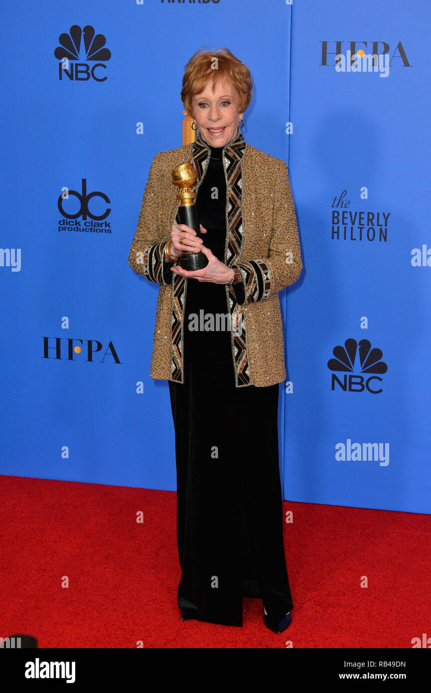 Los Angeles, USA. 06 Jan, 2019. LOS ANGELES, CA. 06 janvier 2019 : Carol Burnett au 2019 Golden Globe Awards au Beverly Hilton Hotel. Photo Credit : Paul Smith/Alamy Live News Banque D'Images