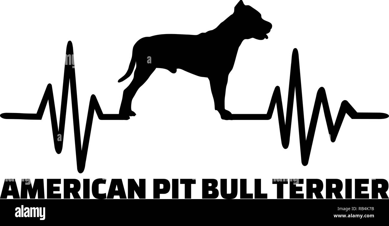 La fréquence de pulsation avec pit-bull terrier dog silhouette Illustration de Vecteur