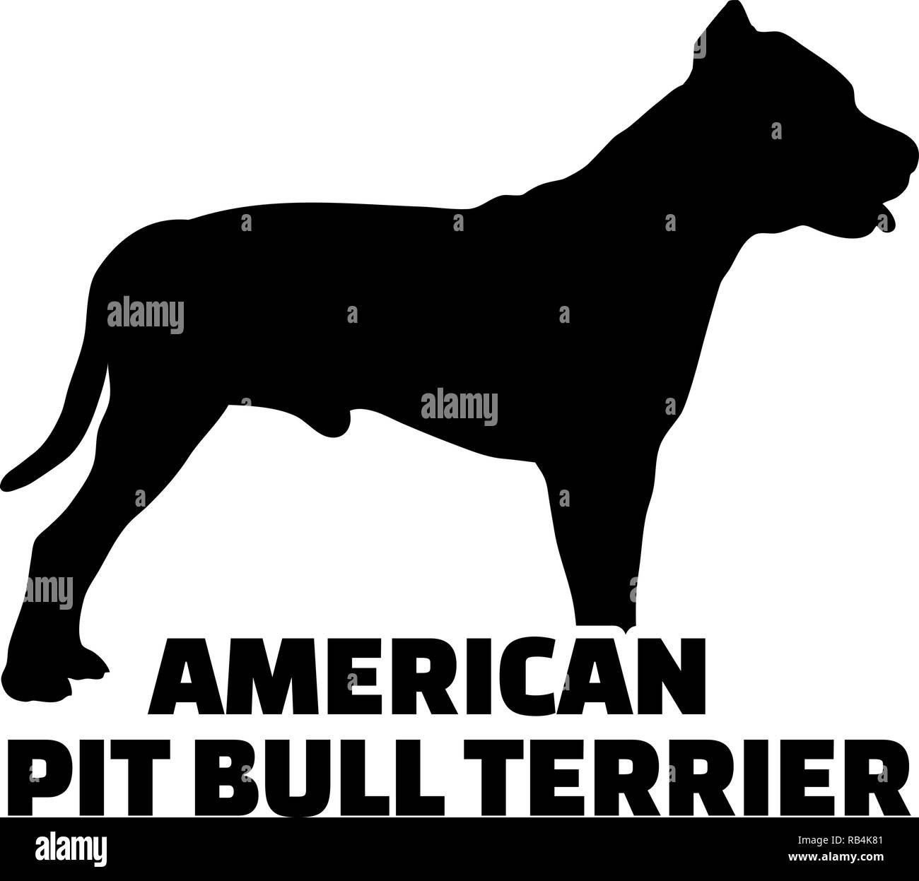 Pit-bull terrier noir avec le nom de silhouette Illustration de Vecteur