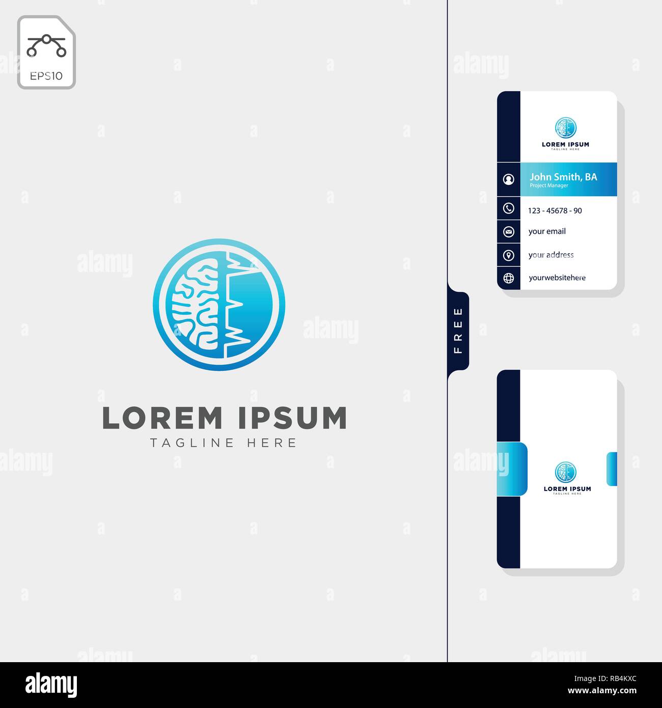 Cerveau, tdm logo minimal d'illustration vectorielle modèle modèle de conception de carte de visite gratuit Illustration de Vecteur