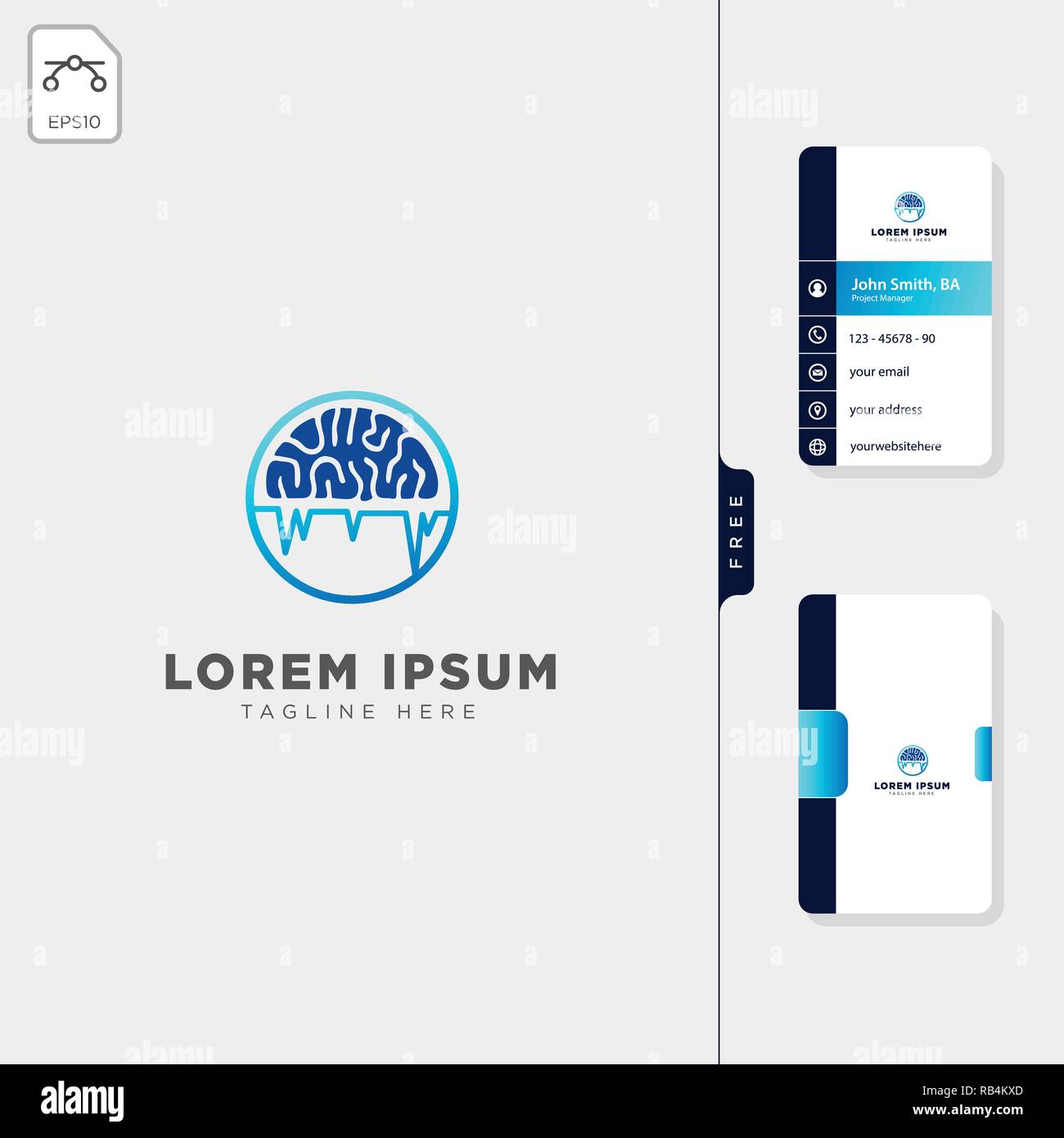 Cerveau, tdm logo minimal d'illustration vectorielle modèle modèle de conception de carte de visite gratuit Illustration de Vecteur