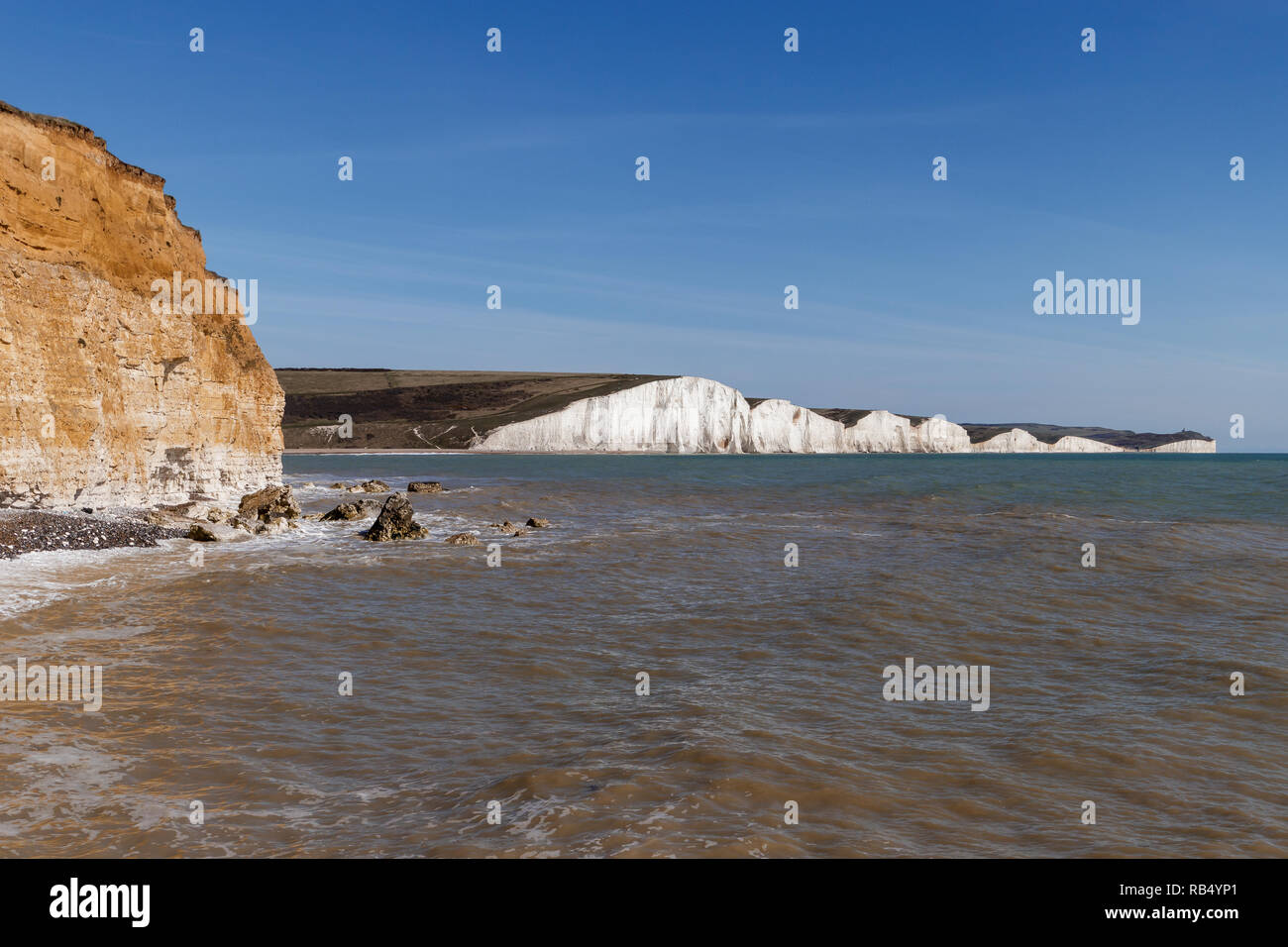 Vue de la côte du Sussex de l'espoir Gap Banque D'Images