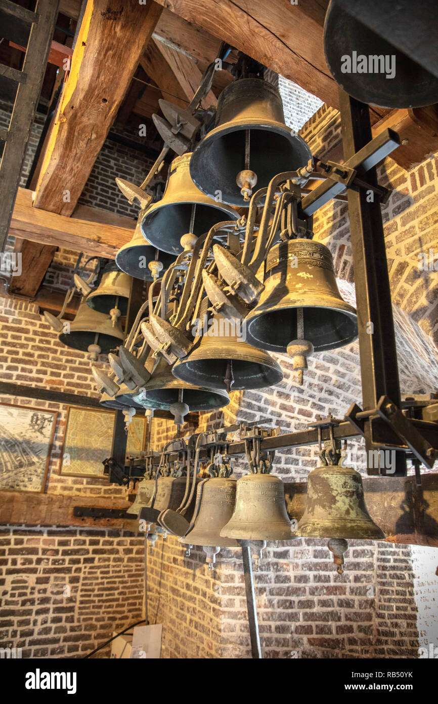 Les Pays-Bas, Amsterdam, l'ancienne église. Carillon fait par François Hemony en 1658. Wallen ou Red Light District. Banque D'Images