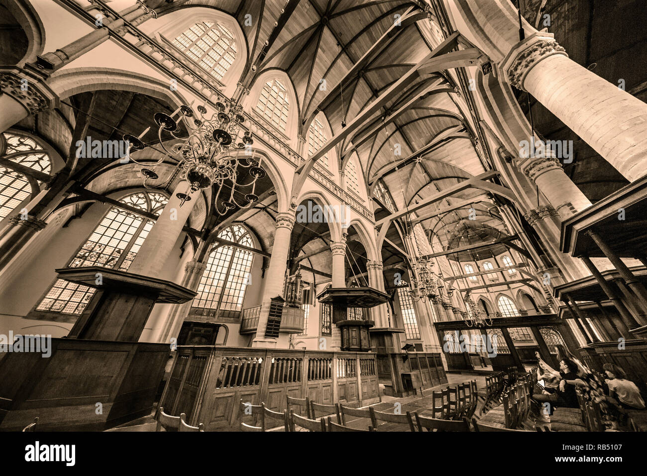 Les Pays-Bas, Amsterdam, l'ancienne église. L'intérieur. Wallen ou Red Light District. Banque D'Images