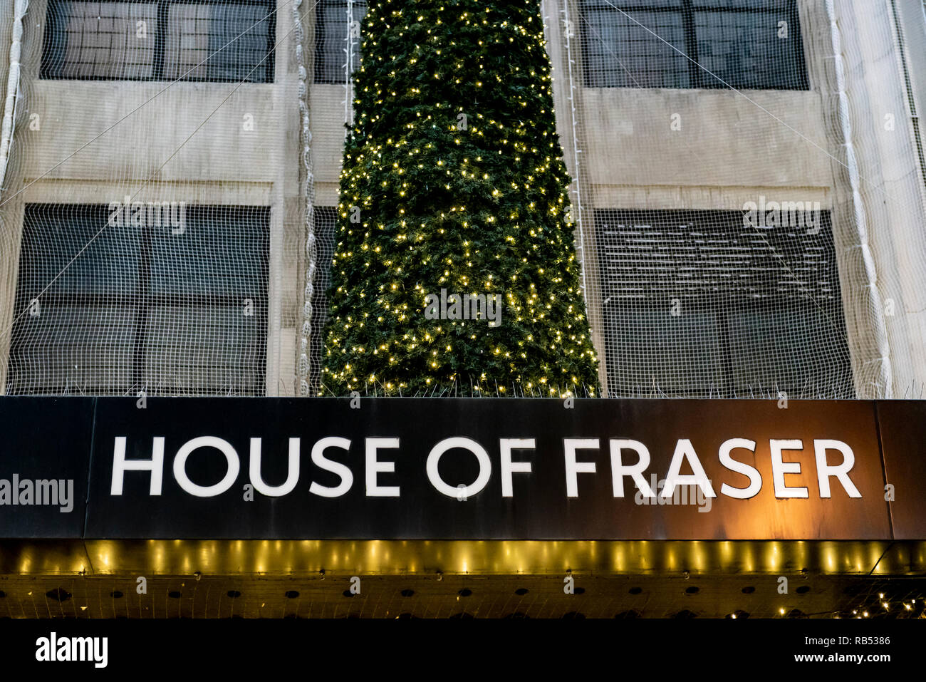 House of Fraser magasin dans Oxford Street à Londres, avec des décorations de Noël. Banque D'Images