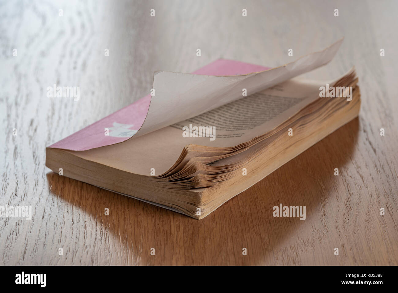 Chien vieux hibou livre de poche. Vintage pages jaunies avec dogeared coins. Banque D'Images