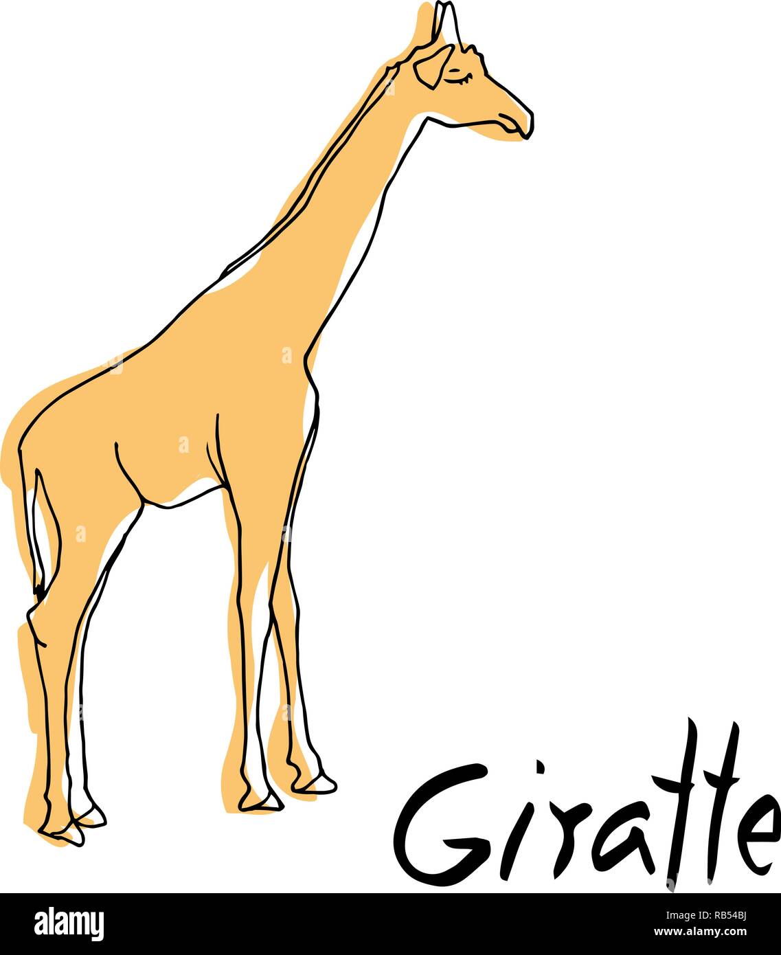 Girafe dans un style cartoon, est isolé sur fond blanc. La faune animale de l'Afrique de l'icône d'illustration vectorielle. Illustration de Vecteur