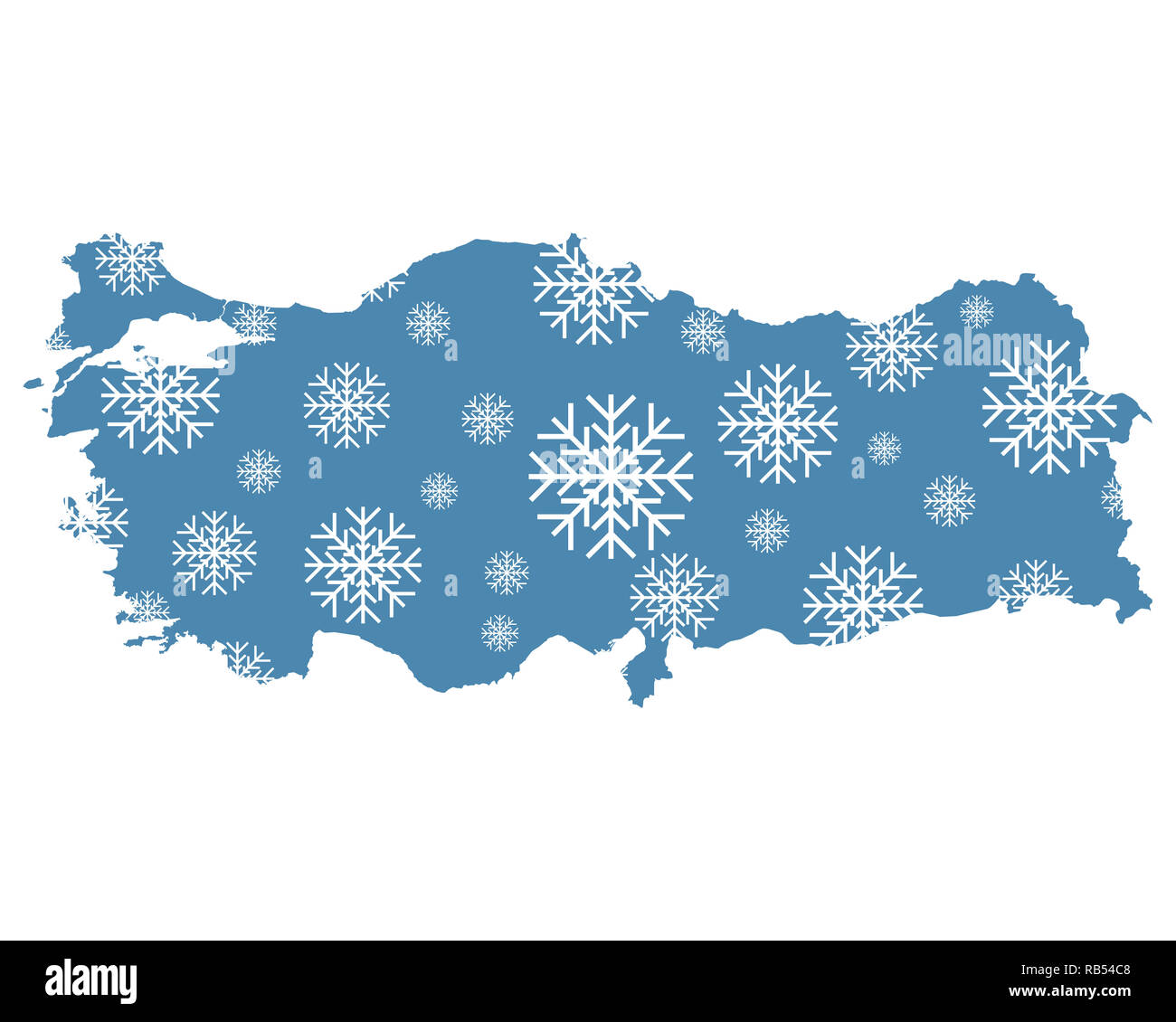 Carte de la Turquie avec des flocons Banque D'Images