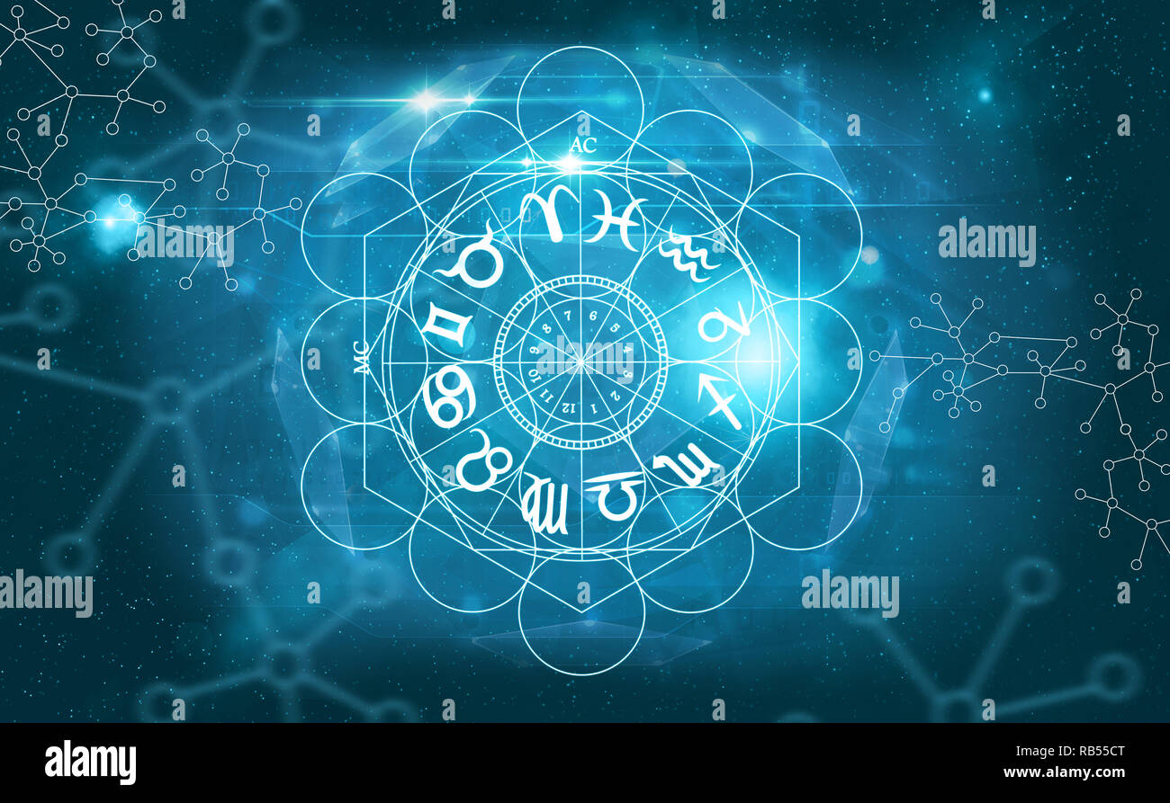 Symboles de l'Astrologie horoscope Banque D'Images