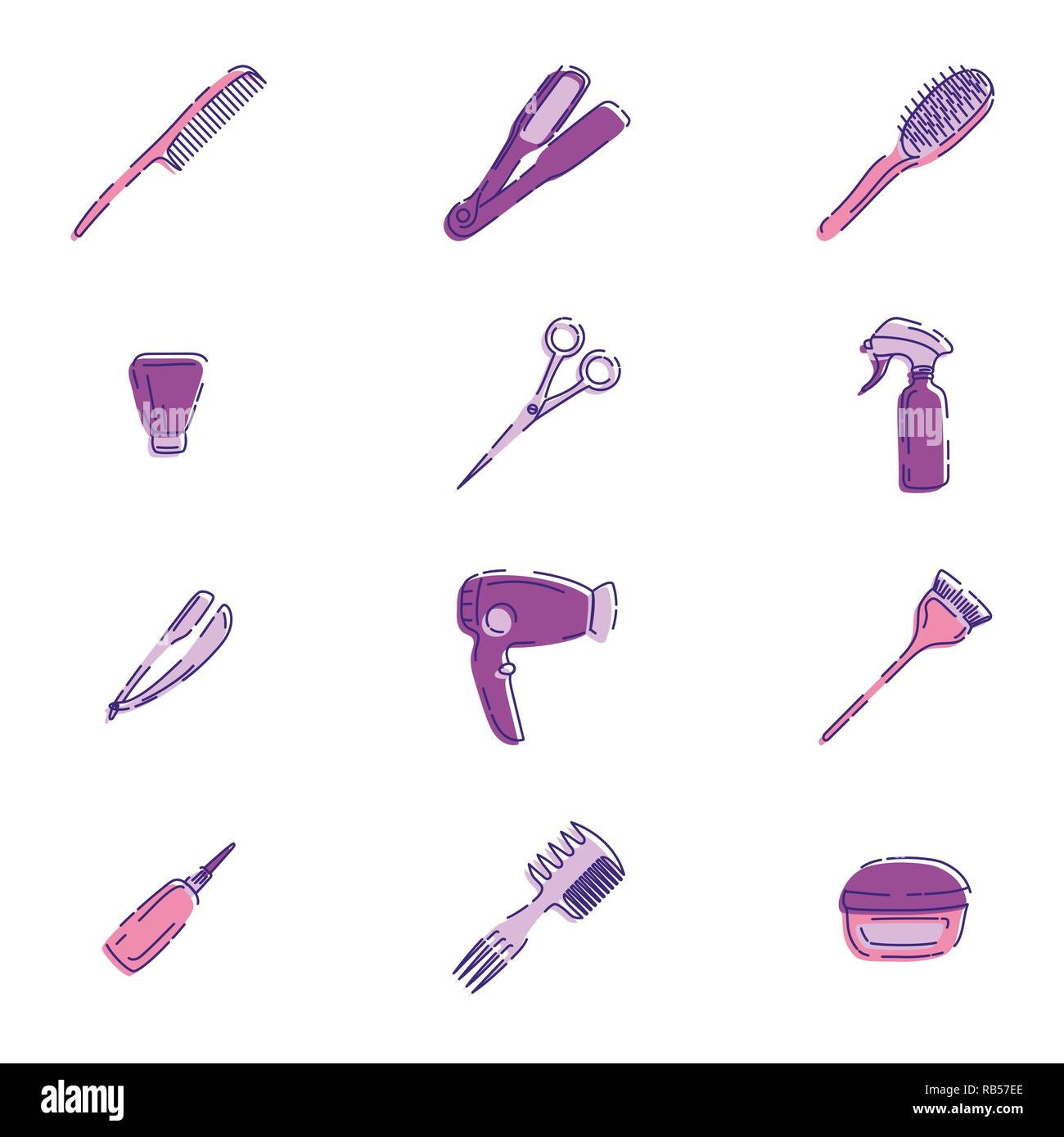 Collection Barbershop isolé sur fond blanc. Vector icons Illustration de Vecteur