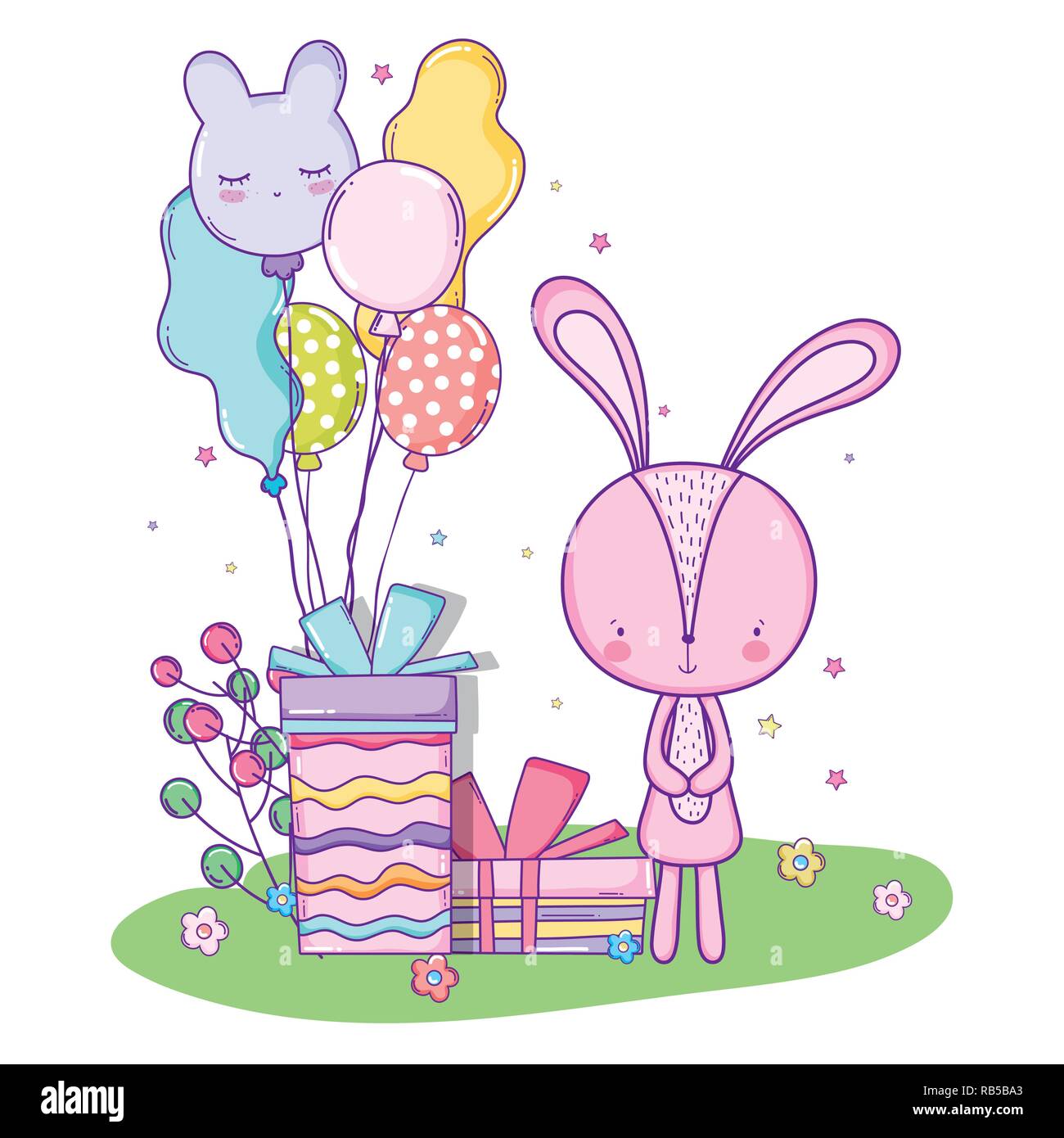 Lapin Mignon Joyeux Anniversaire Cadeaux Et De Ballons Avec Image Vectorielle Stock Alamy Lapin Mignon Joyeux Anniversaire Cadeaux Et De Ballons Avec Image Vectorielle Stock Alamy