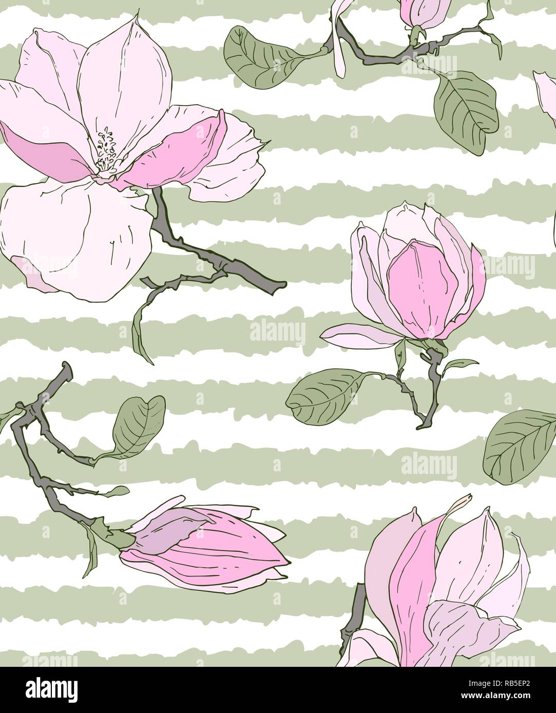 Motif Florale Magnolia Fleurs Et Feuilles Lété Et Au
