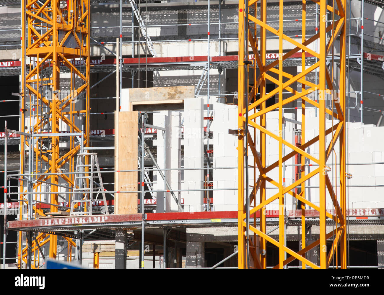 Les échafaudages, site de construction, shell, maison, Bremen, Germany, Europe Banque D'Images