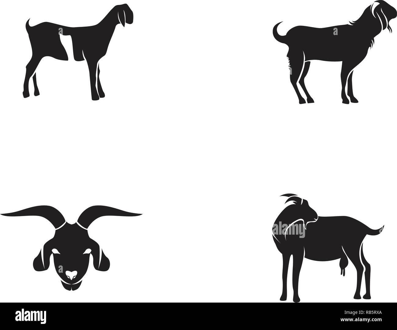 Animaux noir chèvre logo vector et modèle symbole Illustration de Vecteur