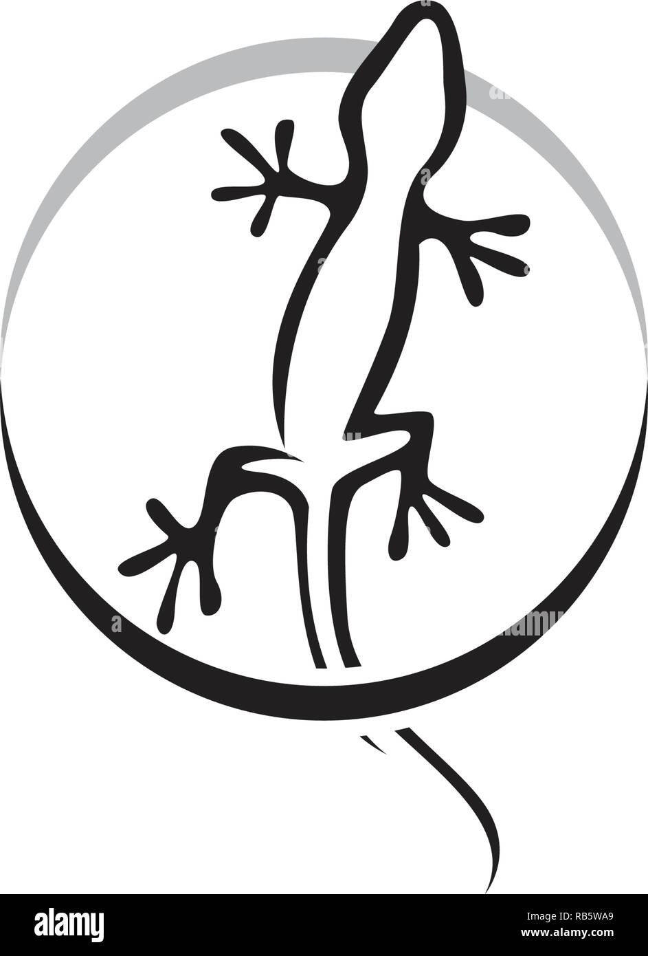 Caméléon Gecko lézard Silhouette vecteur noir Illustration de Vecteur