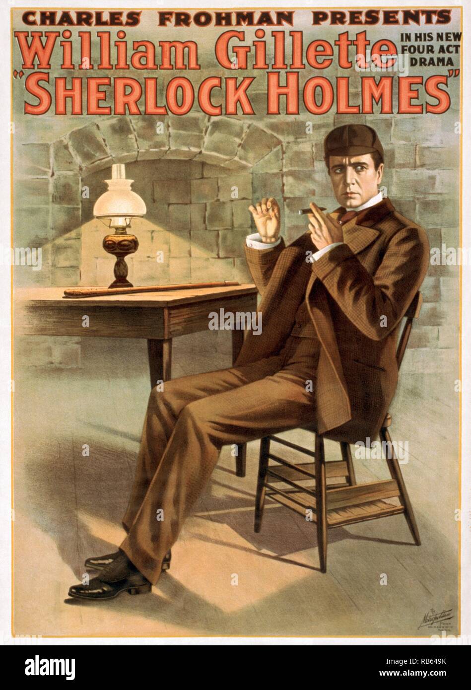 William Hooker Gillette, que Sherlock Holmes. Sherlock Holmes en quatre actes d'une pièce écrite par William Gillette et Sir Arthur Conan Doyle basé sur le personnage de Conan Doyle Sherlock Holmes. Banque D'Images