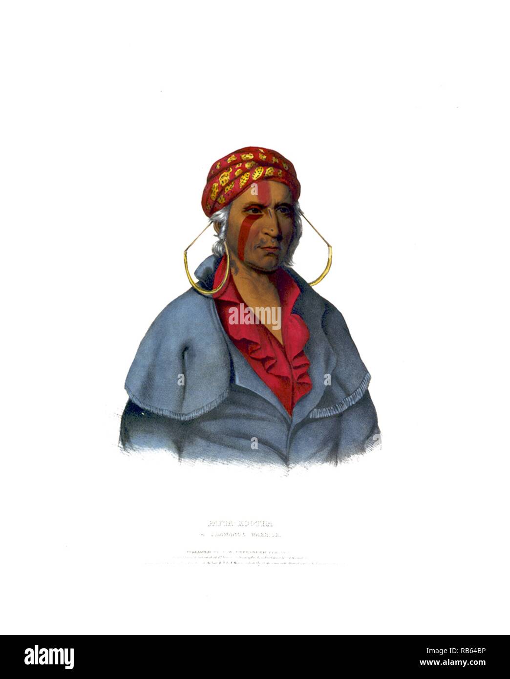Un Shawanoe Payta-Kootha, guerrier par John Bowen, environ 1801-1856. c1838. lithographie, colorées à la main. Banque D'Images