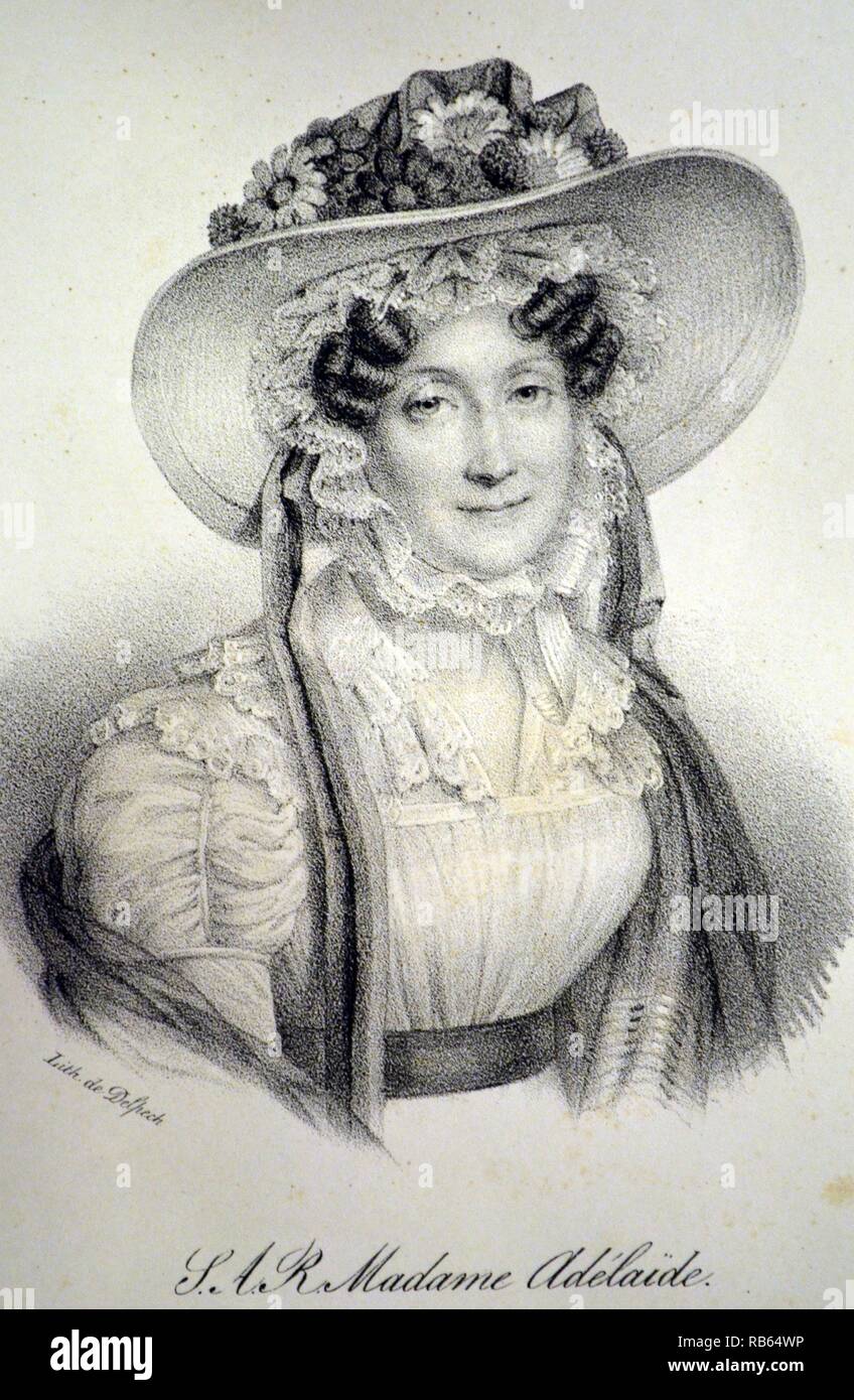 Madame Adélaïde de France (1732-1800), quatrième fille de Louis XV. Lithographie, Paris, c1840. Banque D'Images