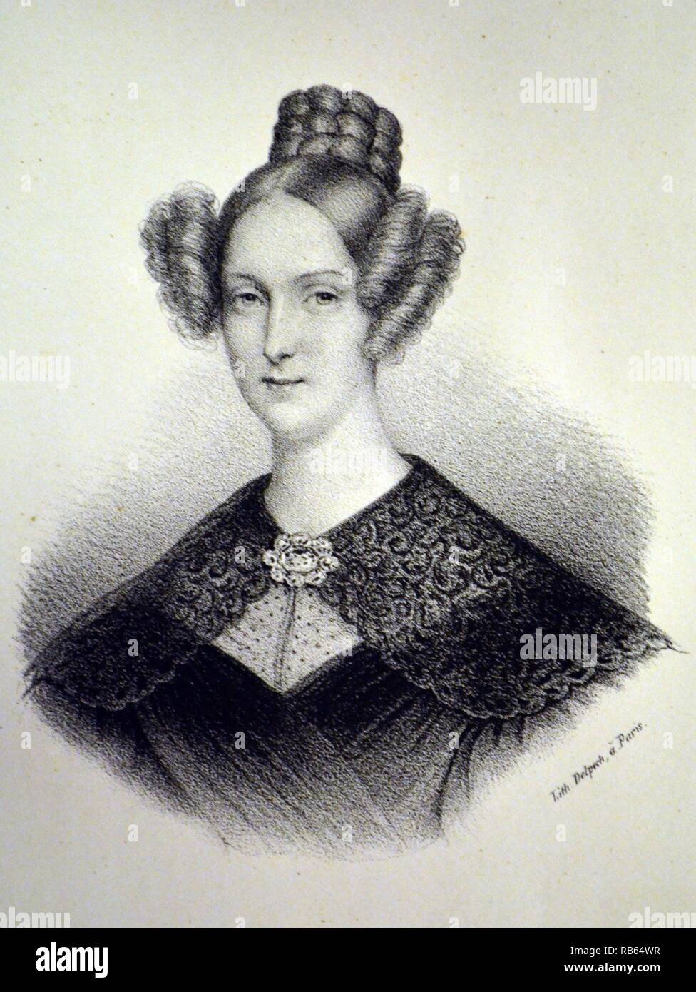 Louise Marie Thérèse d'Orléans (1812-1850) Reine consort des Belges 1832-1850. Lithographie, Paris, c1840. Banque D'Images