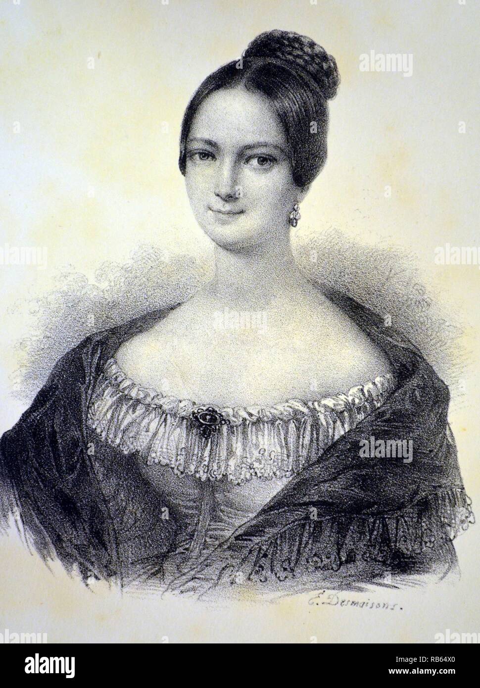 Helene Luise Elisabeth d'Mecklenberg-Schwerin (1814-1858), duchesse d'Orléans après le mariage de Ferdinand Philippe, fils aîné de Louis Philippe I de France. Lithogrpah, Paris, c1840. Banque D'Images