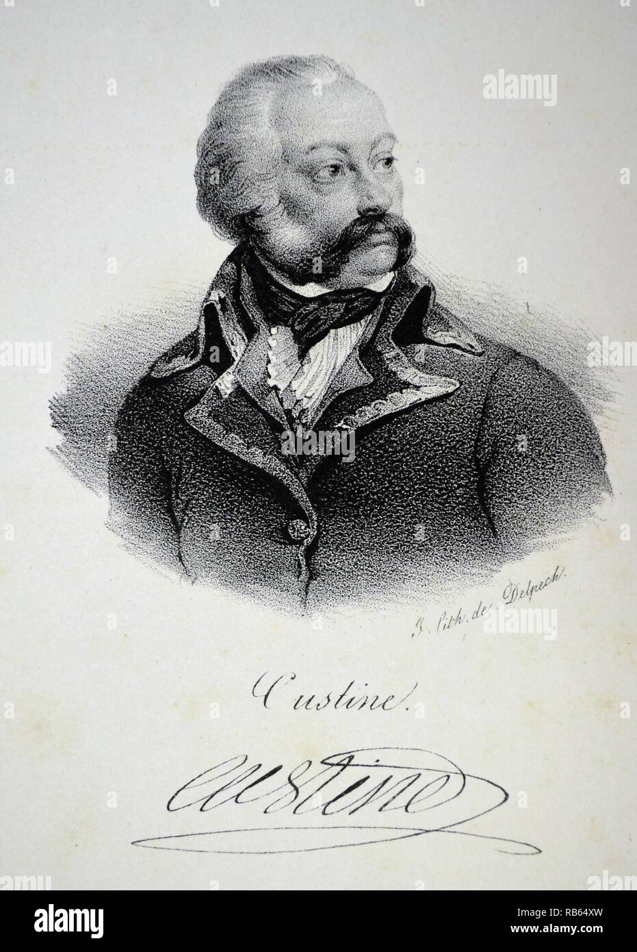 Adam Philippe, Comte de Custine (1740-1793, général français. Guillotiné en août 1793 pendant la Révolution française. Lithographie, Paris, c1840. Banque D'Images