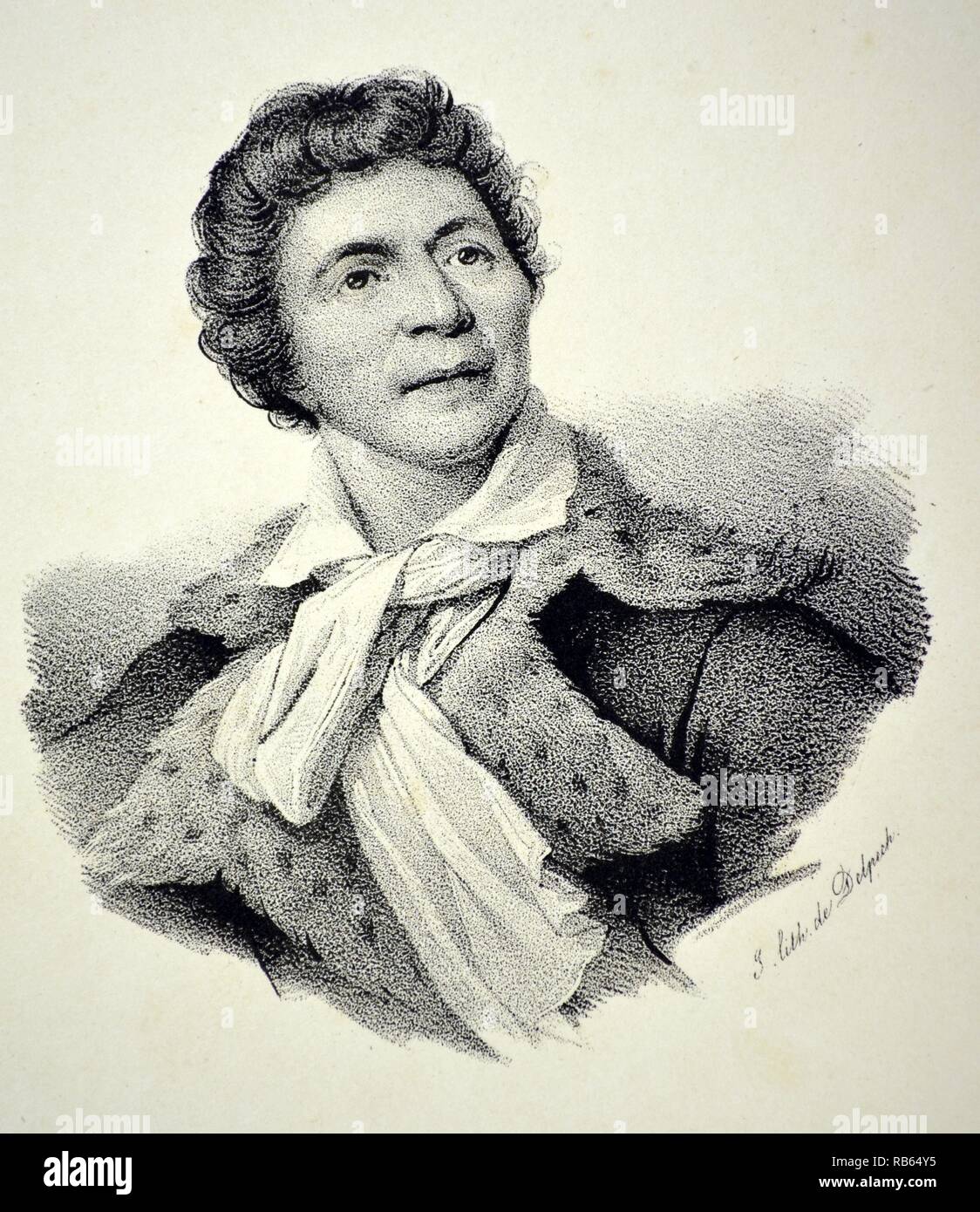Jean Paul Marat (1743-1793) révolutionnaire français, théoricien politique, médecin et scientifique. Assassiné par Charlotte Corday. Lithographie, Paris, c1840. Banque D'Images