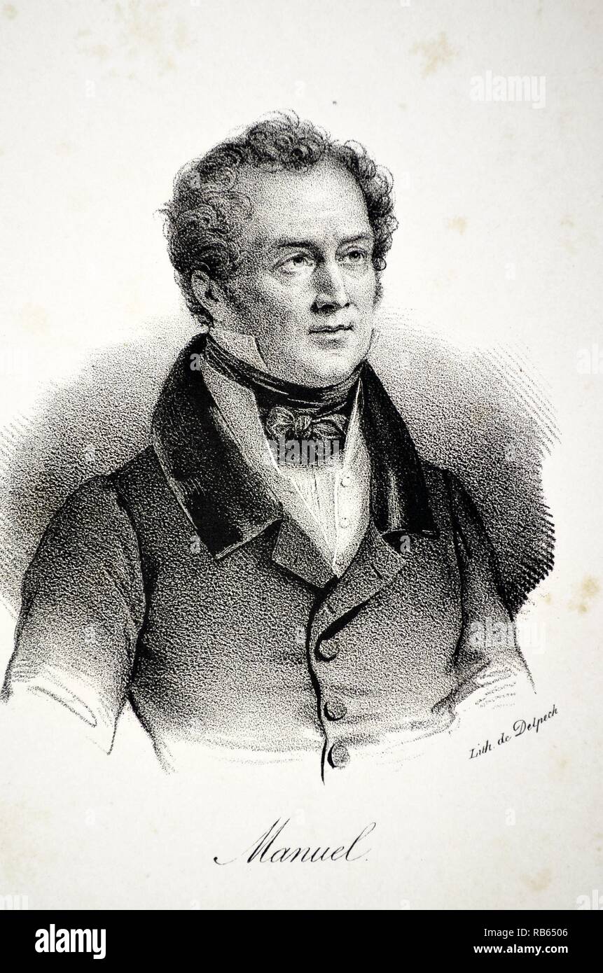 Jacques Antoine Manuel (1775-1827) orateur français et républicain. Lithographie, Paris, c1840. Banque D'Images