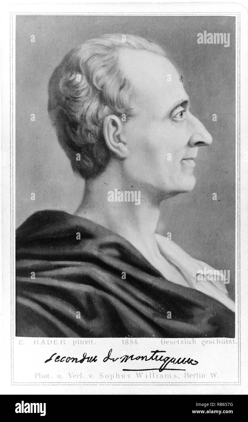 Peinture d'un portrait de philosophe politique français Charles-Louis de Secondat, baron de la BrA^de et de Montesquieu Banque D'Images