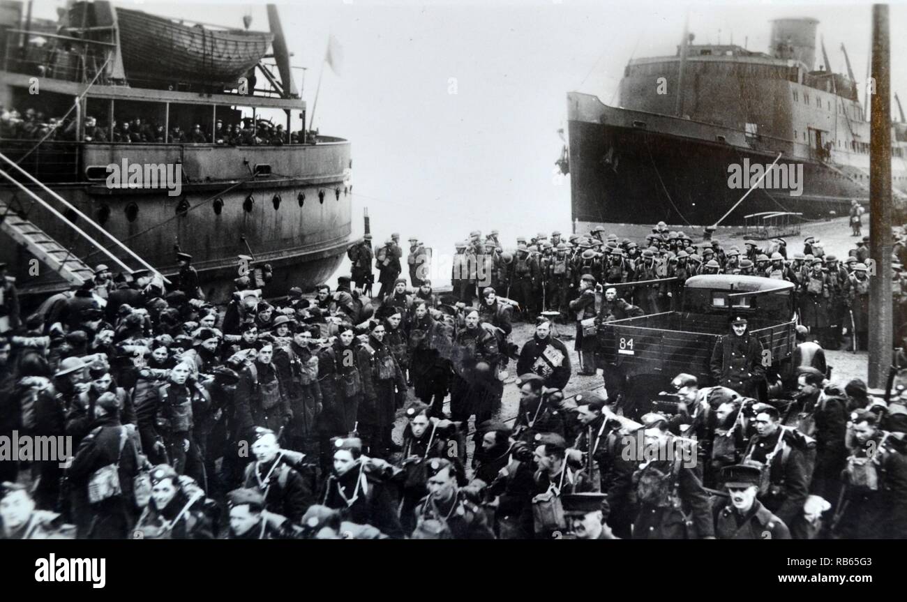 Seconde Guerre mondiale : les soldats britanniques arrivent à prendre part à la bataille de France 1940 Banque D'Images