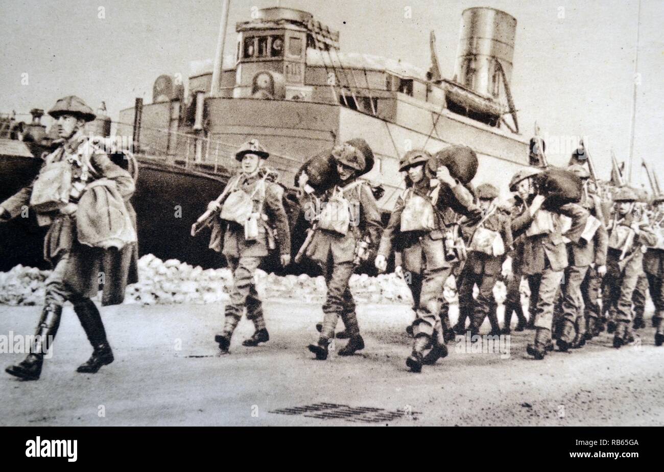 Seconde Guerre mondiale : les soldats britanniques arrivent à prendre part à la bataille de France 1940 Banque D'Images