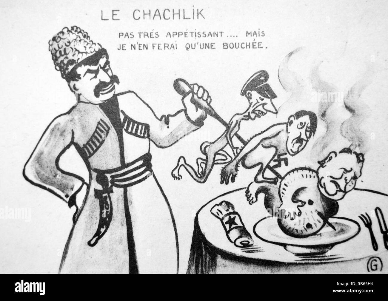 Seconde guerre mondiale : Caricature de Jenny Goldberg dépeignant Staline et Hitler, Goebbels fortification goring Banque D'Images