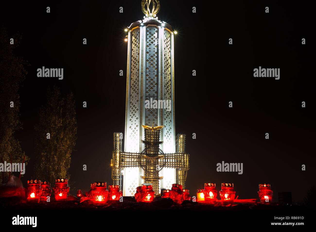 Musée national des victimes de l'Holodomor Memoriall ou Commémoration de victimes des famines en Ukraine à la lumière pendant la nuit celebrity anniversaire en 2018 avec r Banque D'Images