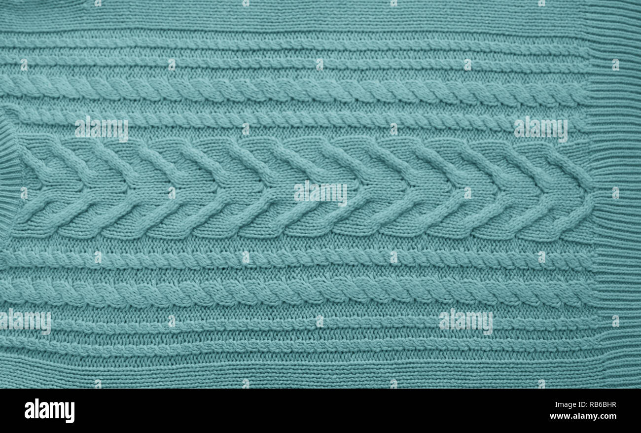 Motif tricoté bleu texture laine close up. Bleu fait main laine à tricoter texture background Banque D'Images