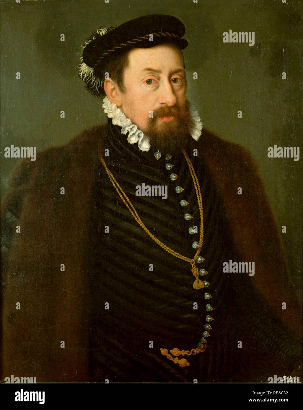 Maximilien II (1527 - 1576), un membre de la maison de Habsbourg, empereur romain germanique, roi de Bohême à Prague le 14 mai 1562 et élu roi d'Allemagne (roi des Romains) le 24 novembre 1562. Le 8 septembre 1563, il fut couronné roi de Hongrie et de Croatie, il succède à son père Ferdinand I en tant que maître du Saint Empire Romain Banque D'Images