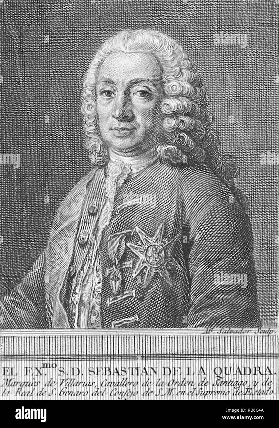 Sebastián de la Cuadra y Llarena, 1er marquis de Villarías (1687 - 1766) Homme d'État espagnol et le premier ministre de l'Espagne Banque D'Images