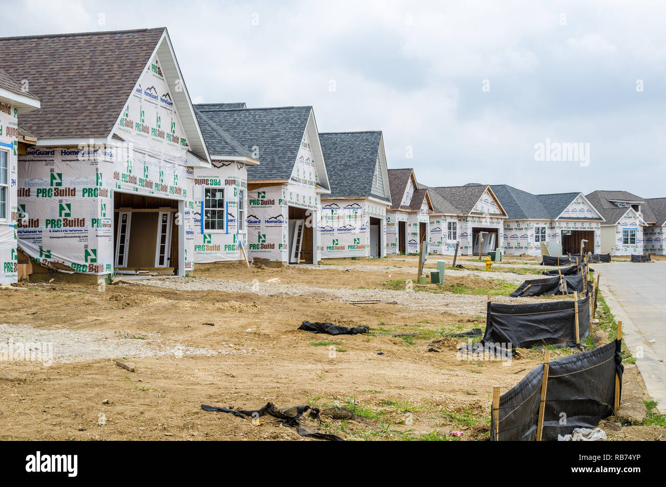 Maisons de banlieue en construction Banque D'Images