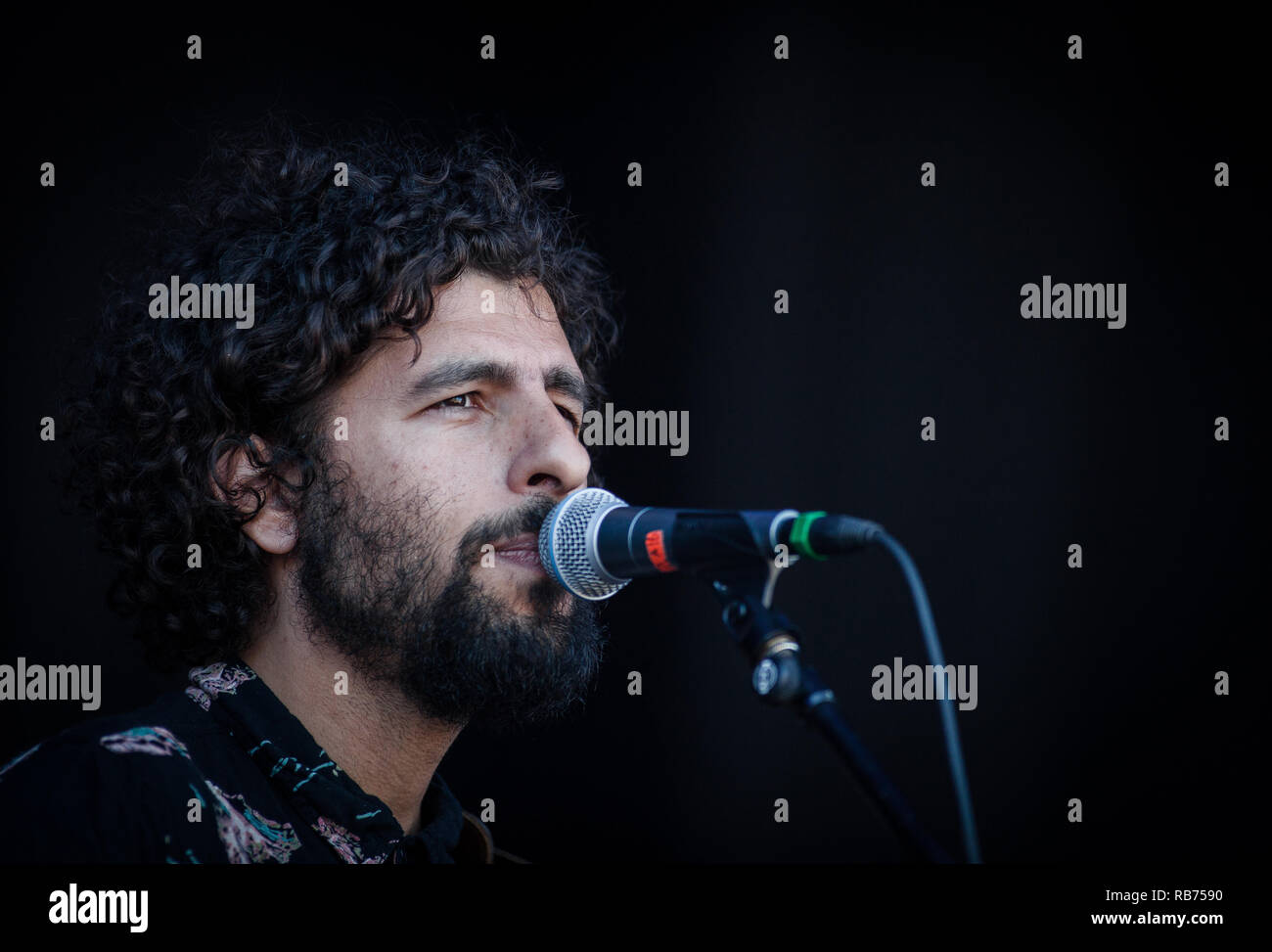 La chanteuse suédoise, auteur-compositeur et musicien José Gonzáles effectue un concert live au Danish Music Festival 2015 Northside à Aarhus. Le Danemark, 12/06 2015. À l'exception du Danemark. Banque D'Images