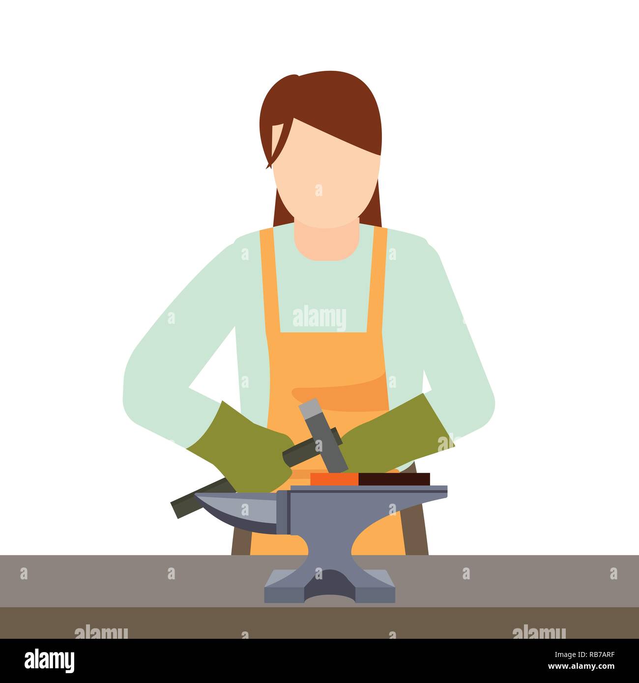 Femme de forgeron, l'icône de style plat Illustration de Vecteur