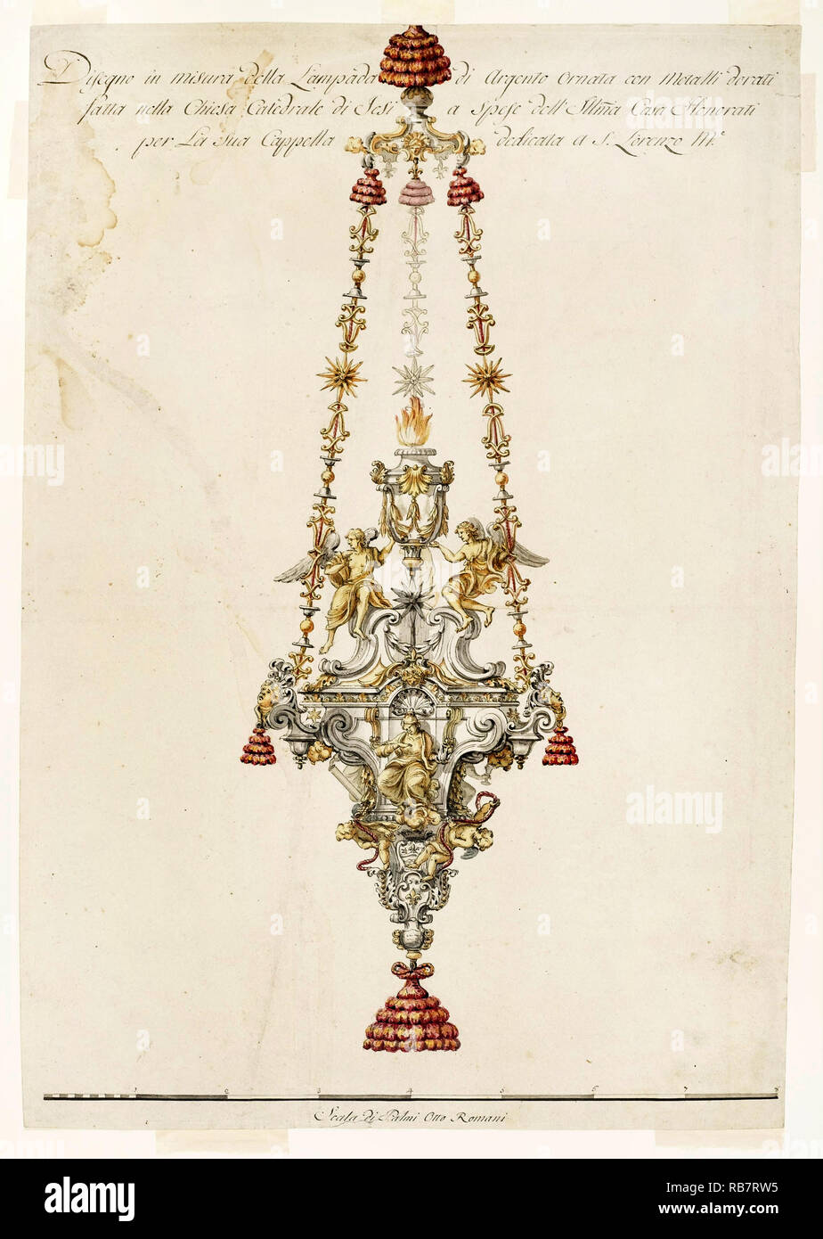 Luigi Valadier, un autel dans la chapelle de la famille de l'Honorati dans la Cathédrale de Jesi, vers 1775, crayon, encre, aquarelle, Cooper Hewitt, Smithsonian Design Museum, USA. Banque D'Images