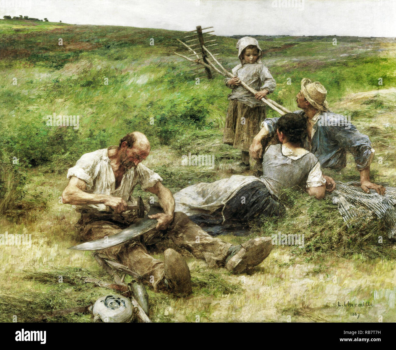 Leon Augustin Lhermitt, fenaison 1887 Huile sur toile, Musée Van Gogh, Amsterdam, Pays-Bas. Banque D'Images