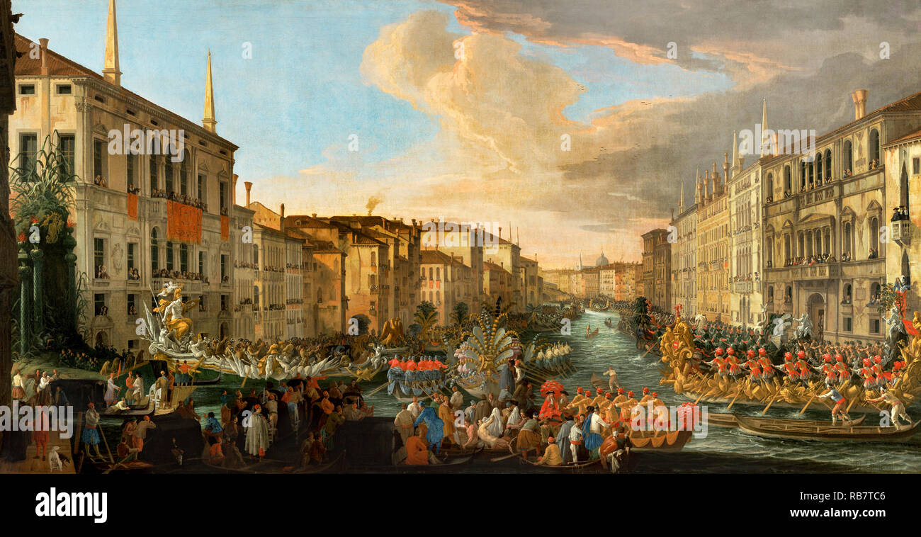 Luca Carlevarijs, de régates sur le Grand Canal en l'honneur de Frédéric IV DE Danemark 1711 Huile sur toile, le J. Paul Getty Museum, Los Angeles, USA. Banque D'Images