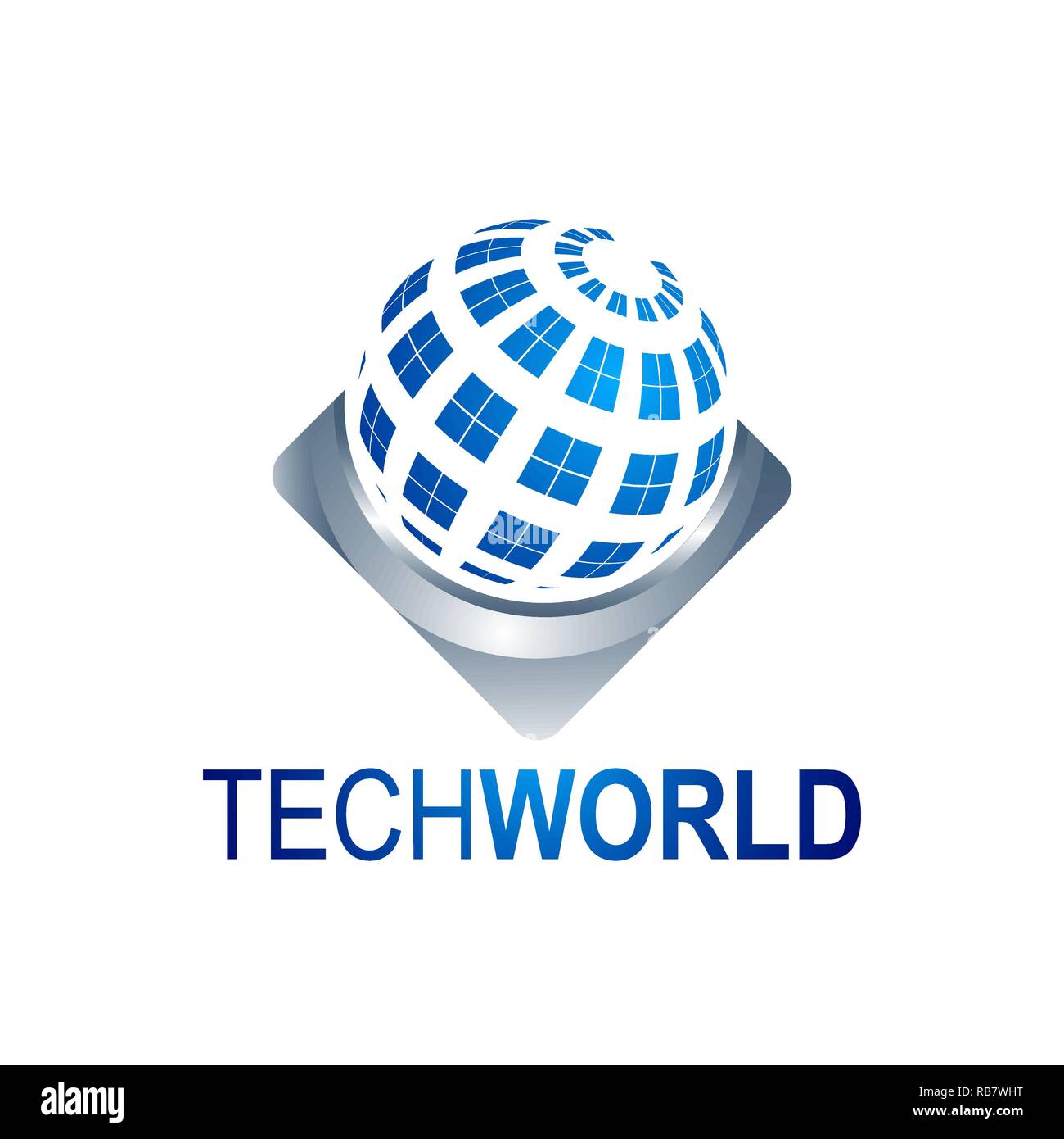 Abstract Tech World globe modèle logo vector illustration. Couleur Gris bleu Illustration de Vecteur