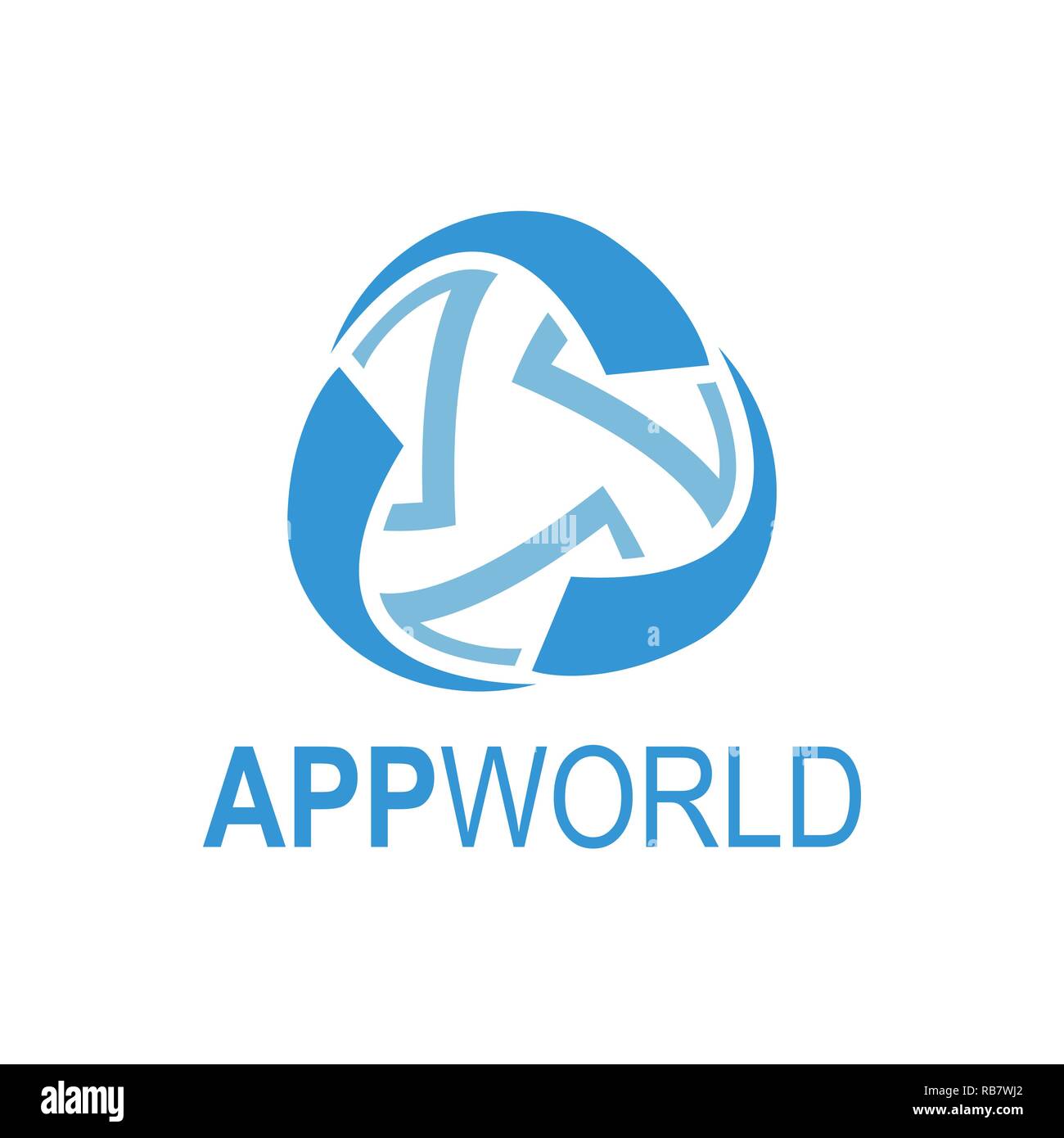Abstract tourner App World Media globe modèle logo vector illustration. Couleur bleu Illustration de Vecteur