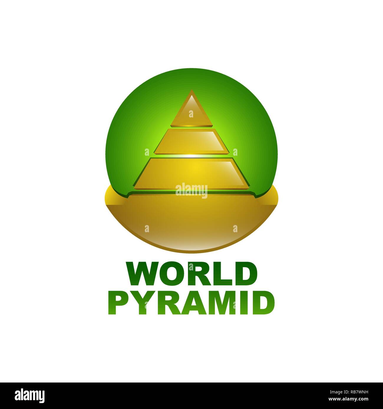 Logo design concept pyramide mondiale idée modèle en or et vert cercle Illustration de Vecteur