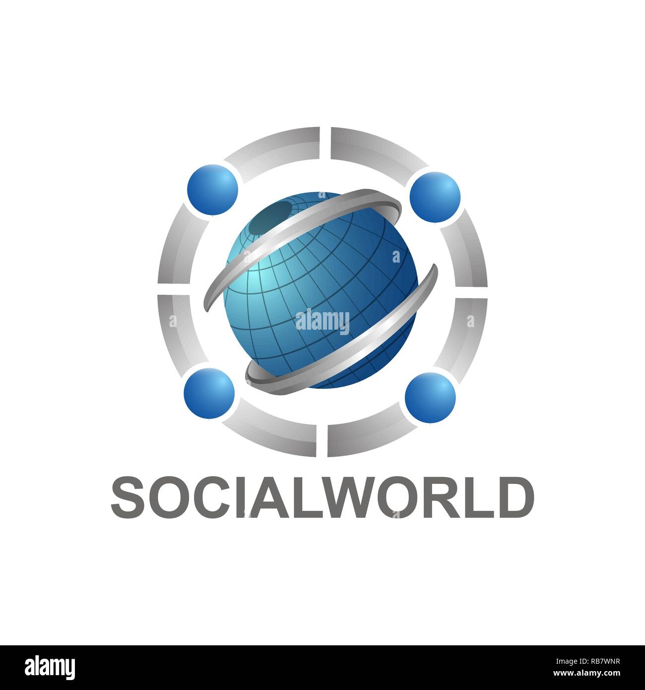 Monde Social avec globe et des personnage, modèle de conception de l'idée concept Illustration de Vecteur