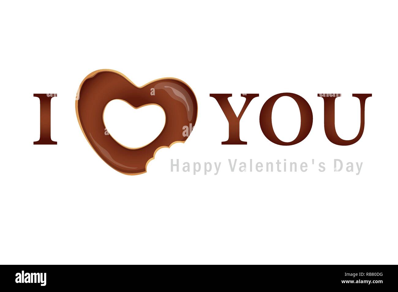 I love you valentines day Greeting card with chocolate donut vector illustration EPS10 Illustration de Vecteur